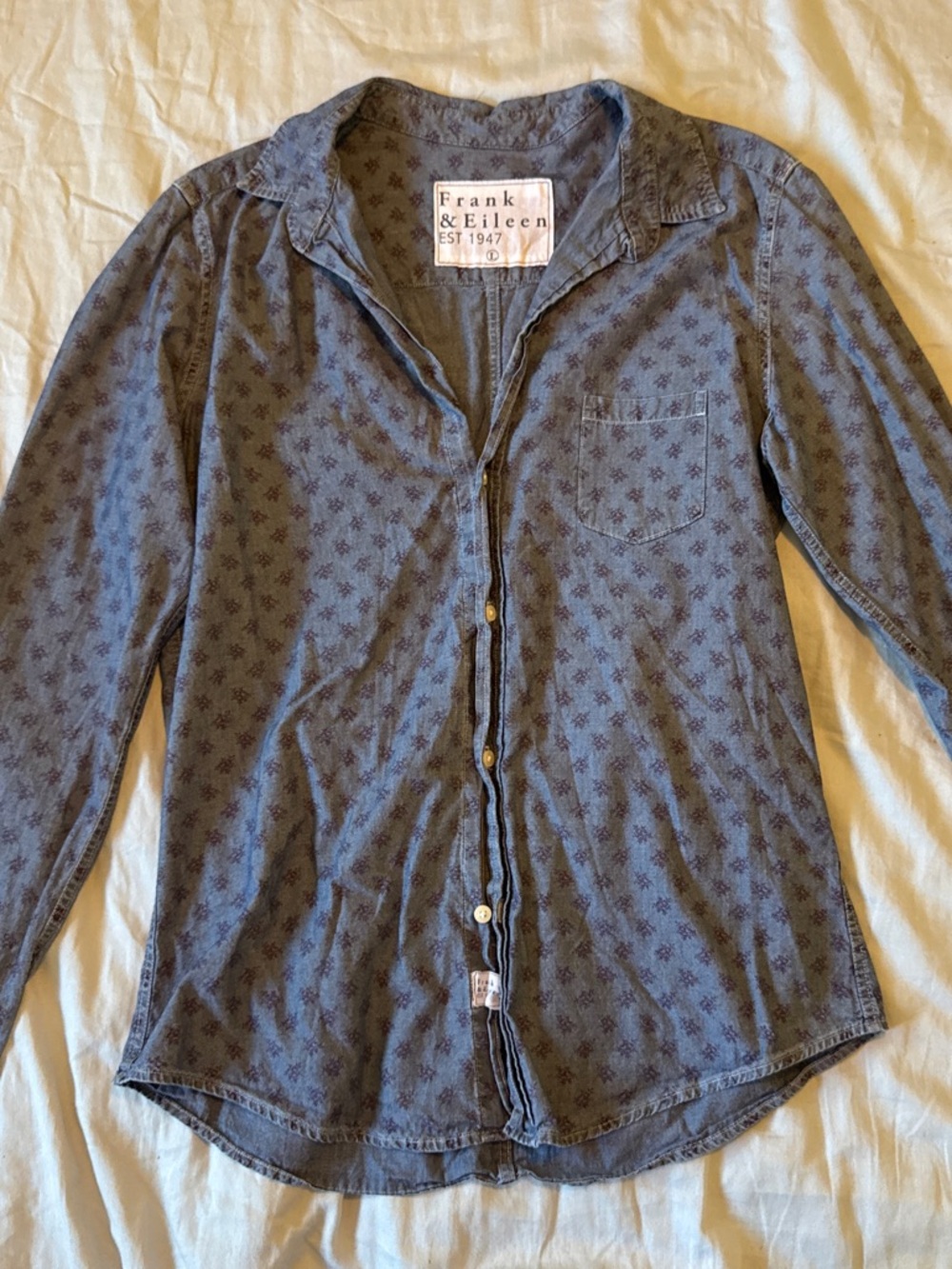 Frank & Eileen Barry Blue Printed Button-Up Shirt